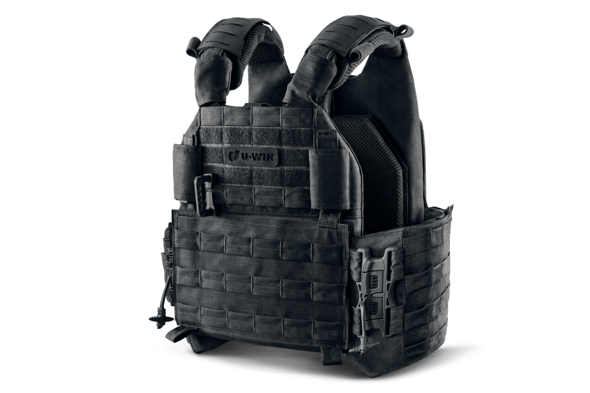 Плитоноска / тактичний жилет Plate Carrier U-WIN AGILE 250х300 з камербандами PRO зі швидкоскидами SPIDER розмір 2 Cordura® 500 Black