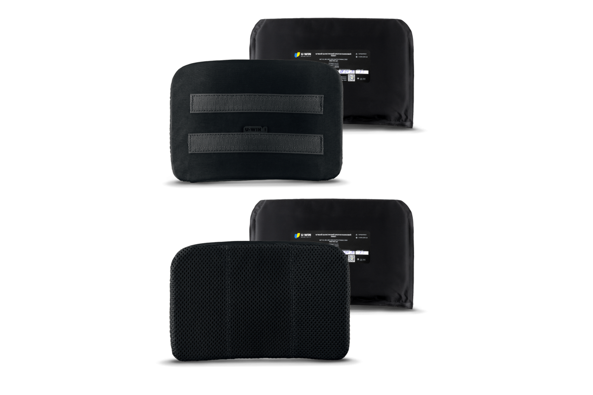 Комплект: Пошивні вироби на камербанди U-WIN OnlyWars Розмір 1 Cordura® 500 Black з Балістичними пакетами U-WIN OnlyWars НВМПЕ Китай 2 штуки / Площа захисту 6,6 дм.кв.