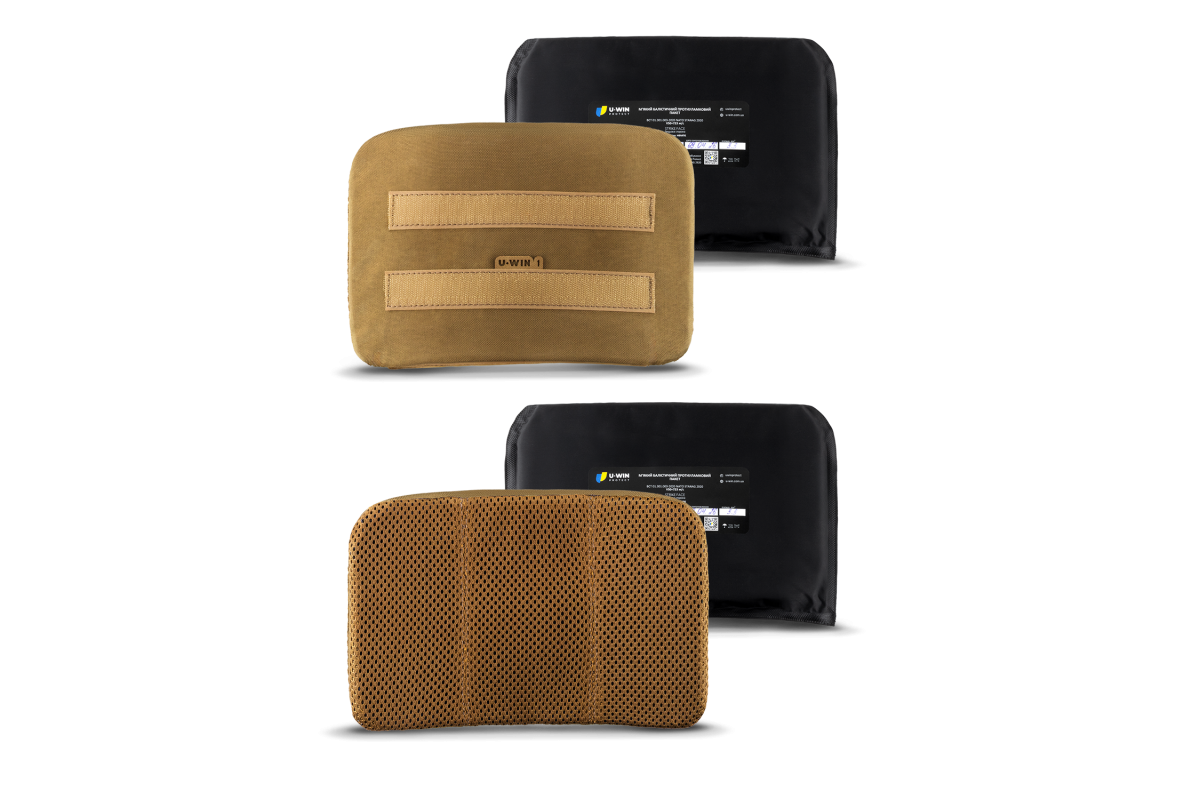 Комплект: Пошивні вироби на камербанди U-WIN OnlyWars Розмір 1 Cordura® 500 Coyote з Балістичними пакетами U-WIN OnlyWars НВМПЕ Китай 2 штуки / Площа захисту 6,6 дм.кв.