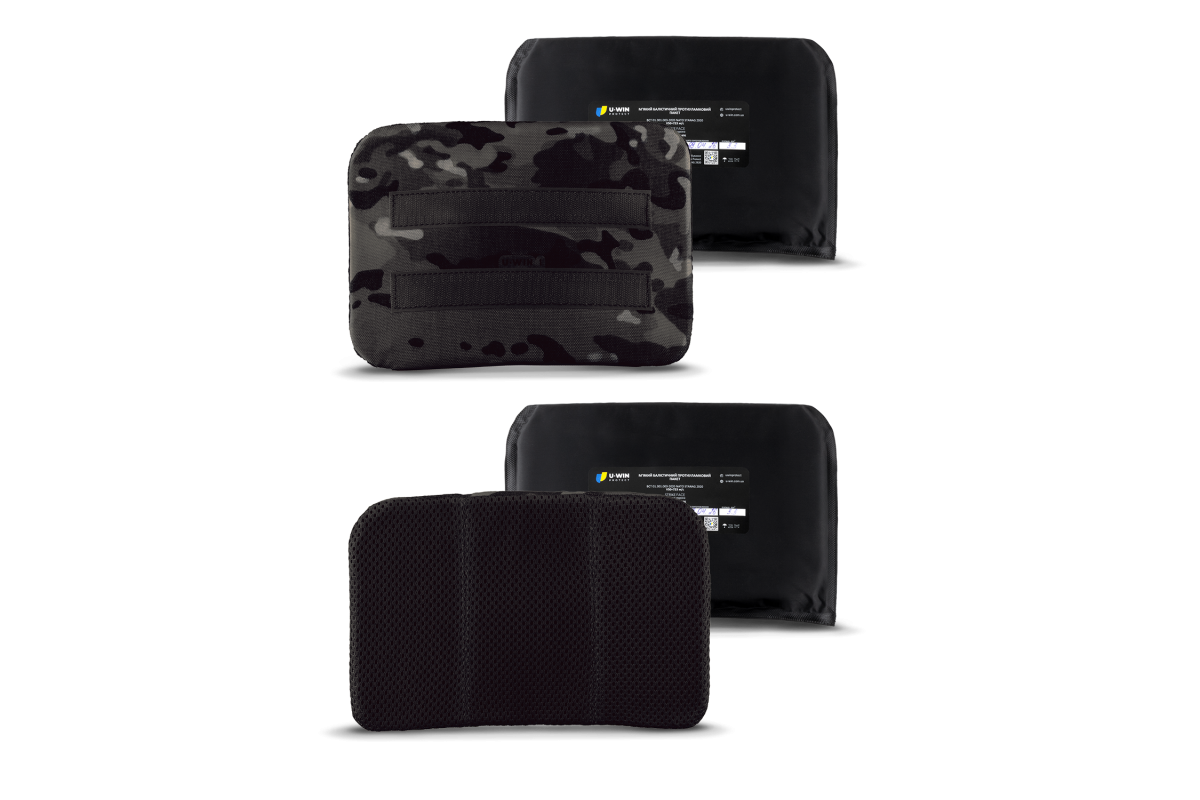 Комплект: Пошивні вироби на камербанди U-WIN OnlyWars Розмір 1 Cordura® 1000 MultiCam® Black з Балістичними пакетами U-WIN OnlyWars НВМПЕ Китай 2 штуки / Площа захисту 6,6 дм.кв.