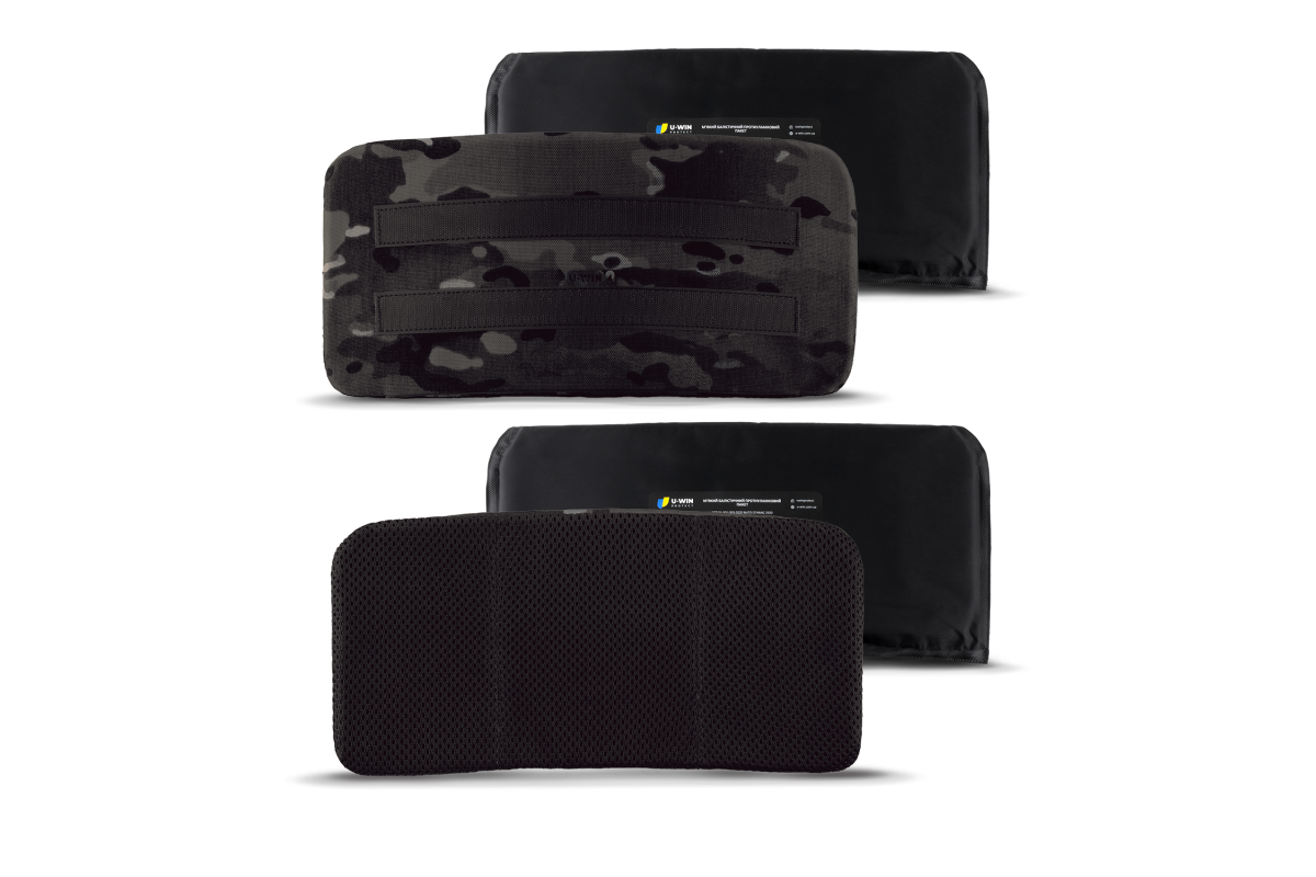 Комплект: Пошивні вироби на камербанди U-WIN OnlyWars Розмір 4 Cordura® 1000 MultiCam® Black з Балістичними пакетами U-WIN OnlyWars НВМПЕ Китай 2 штуки / Площа захисту 10,2 дм.кв.