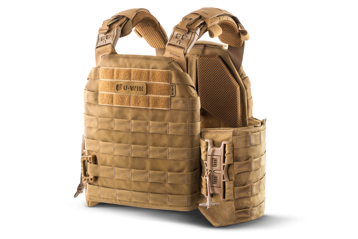 Плитоноска / тактичний жилет Plate Carrier U-WIN PRO зі швидким скиданням 250х300 з камербандами розмір 2 під балістичні пакети Cordura® 500 Coyote