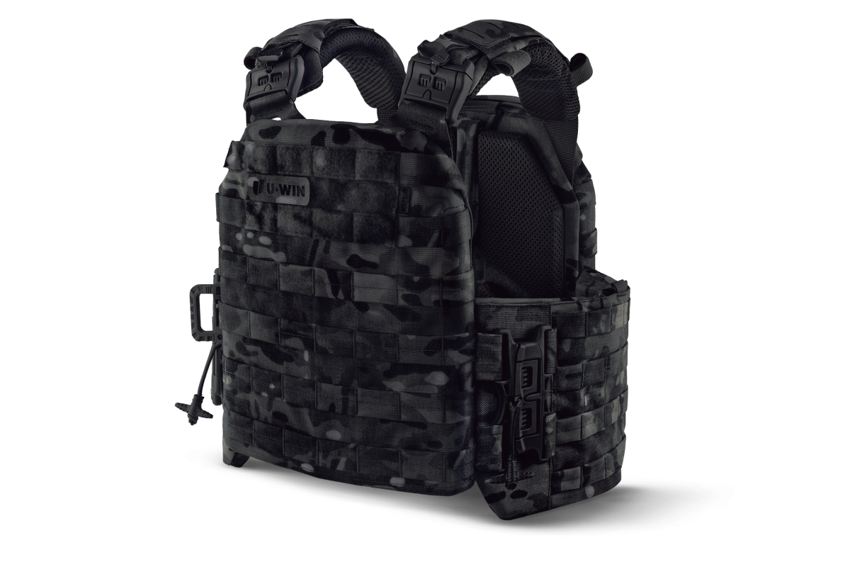 Плитоноска / тактичний жилет Plate Carrier U-WIN PRO зі швидким скиданням 250х300 з камербандами розмір 2 під балістичні пакети Cordura® 1000 MultiCam® Black
