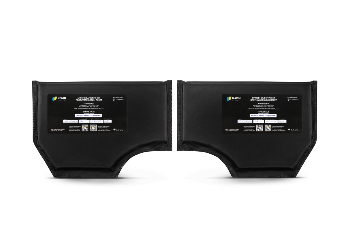 Балістичні пакети U-WIN під бокові камербанди розмір 2 Плитоноски U-WIN PRO 2-й клас НВМПЕ Dyneema США 2 штуки / Площа захисту 9,92 дм.кв.