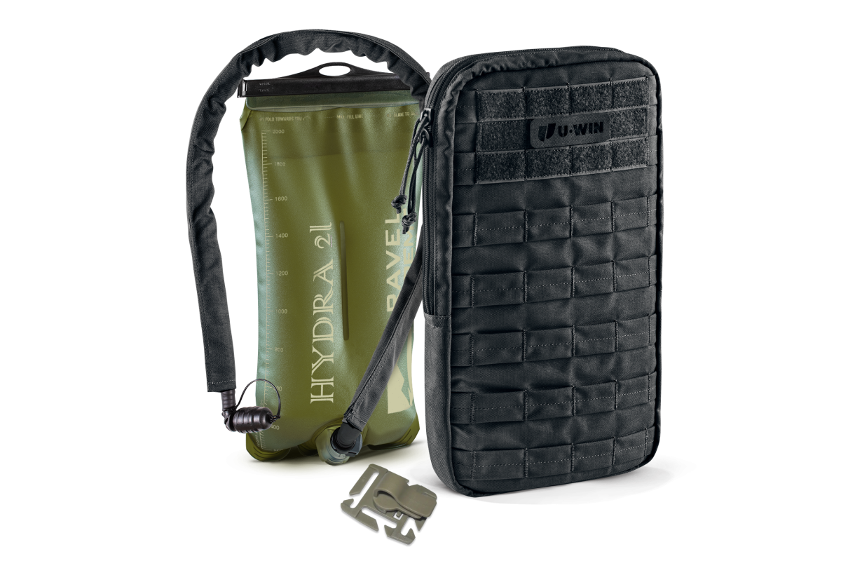 Комплект U-WIN PRO: гідратор Travel Extreme Hydra 2 літри + підсумок під гідратор U-WIN PRO + чохол на шланг гідратора + кріплення для трубки Cordura® 500 Black