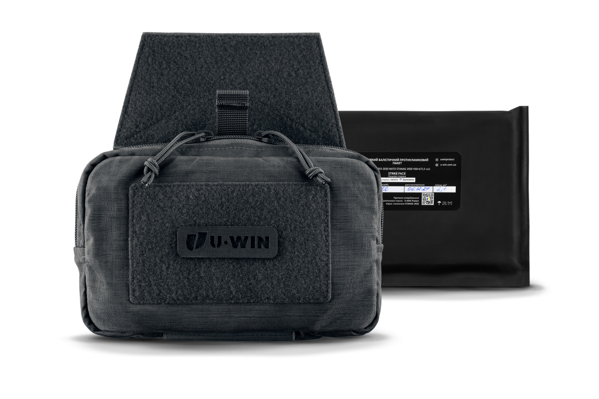 Комплект Напашна сумка U-WIN BASE Cordura® 500 Black з балістичним пакетом НВМПЕ Китай / Площа захисту 2,7 дм.кв.