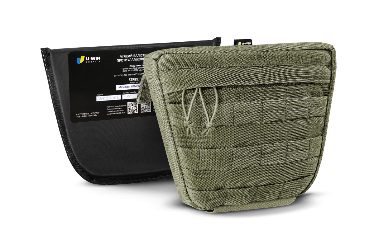 Комплект Напашник U-WIN PRO Cordura® 500 Ranger Green / Темна Олива з балістичним пакетом НВМПЕ Китай / Площа захисту 3,2 дм.кв.