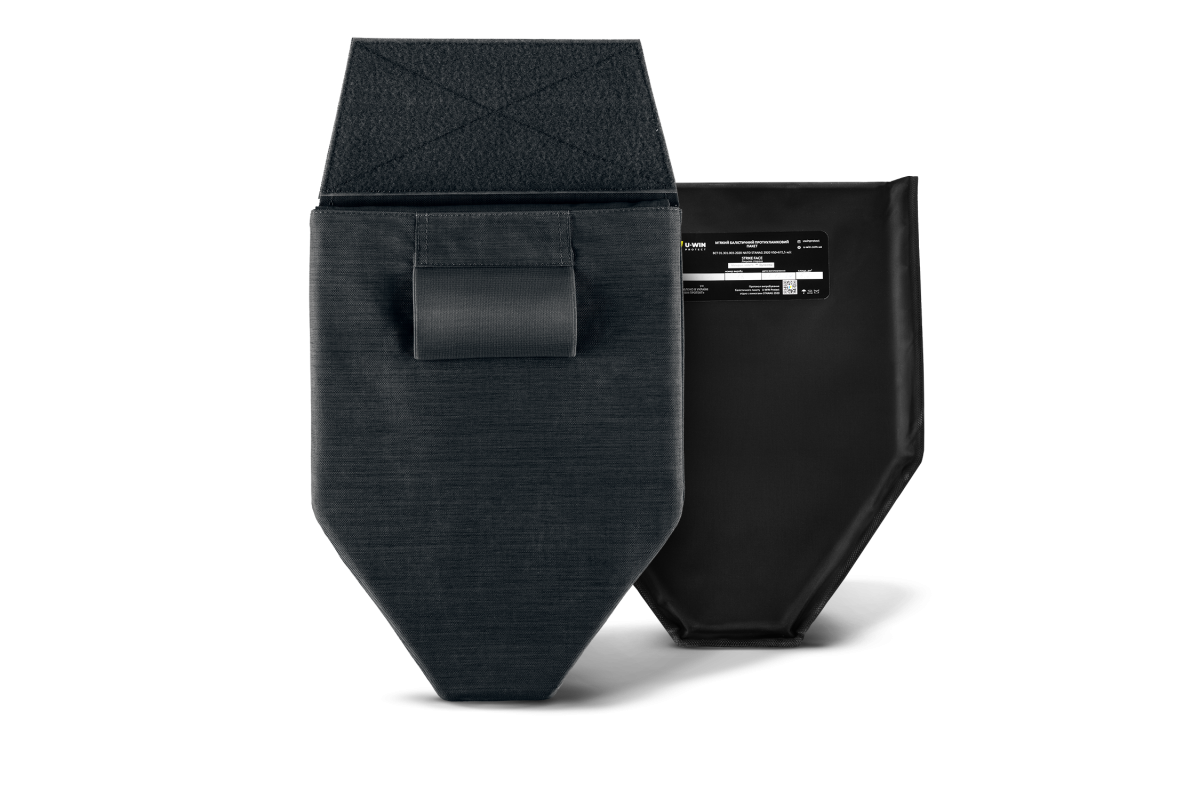 Комплект Фартух / Напашник U-WIN BASE Cordura® 500 Black з балістичним пакетом НВМПЕ Китай / Площа захисту 6,2 дм.кв. / Довжина 32 см