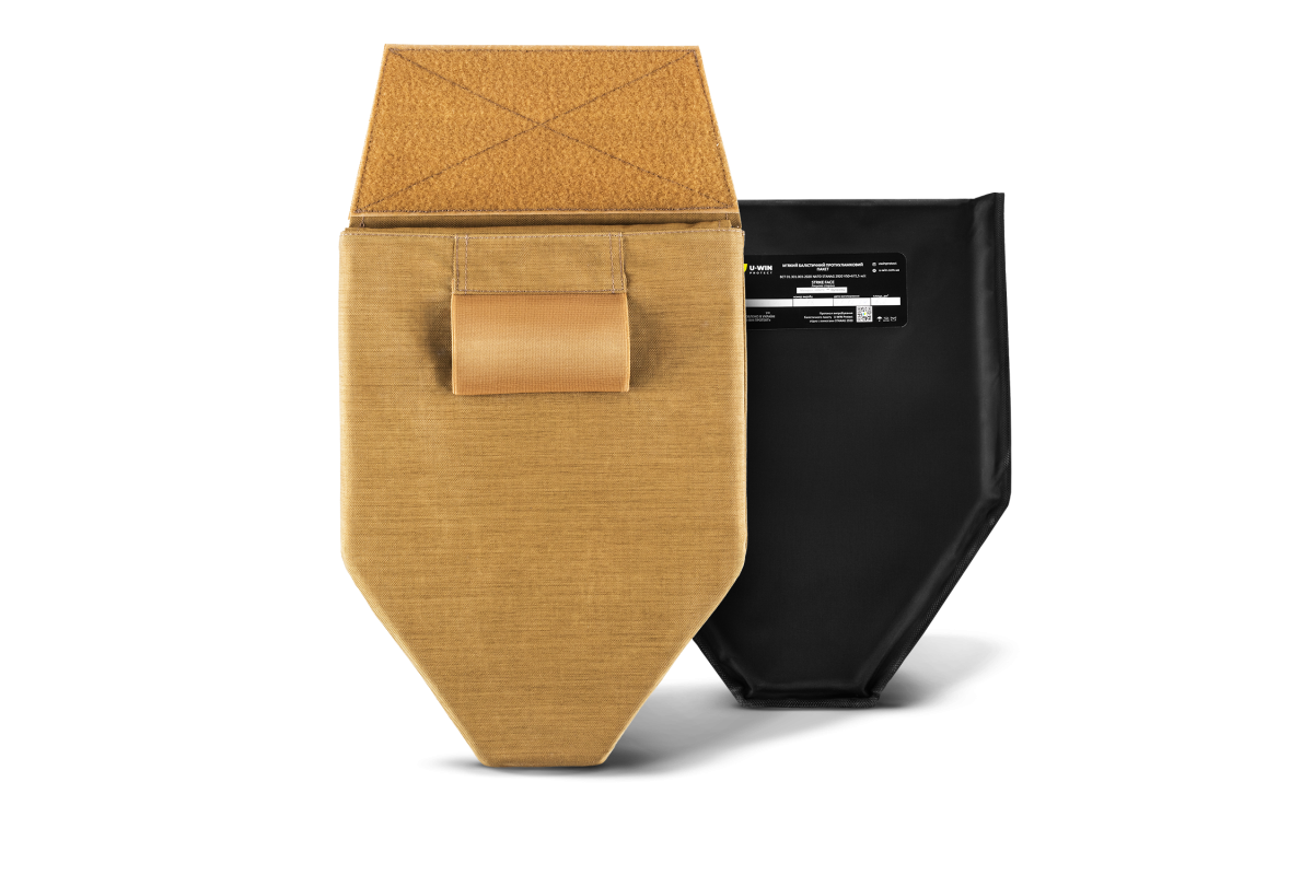 Комплект Фартух / Напашник U-WIN BASE Cordura® 500 Coyote з балістичним пакетом НВМПЕ Китай / Площа захисту 6,2 дм.кв. / Довжина 32 см