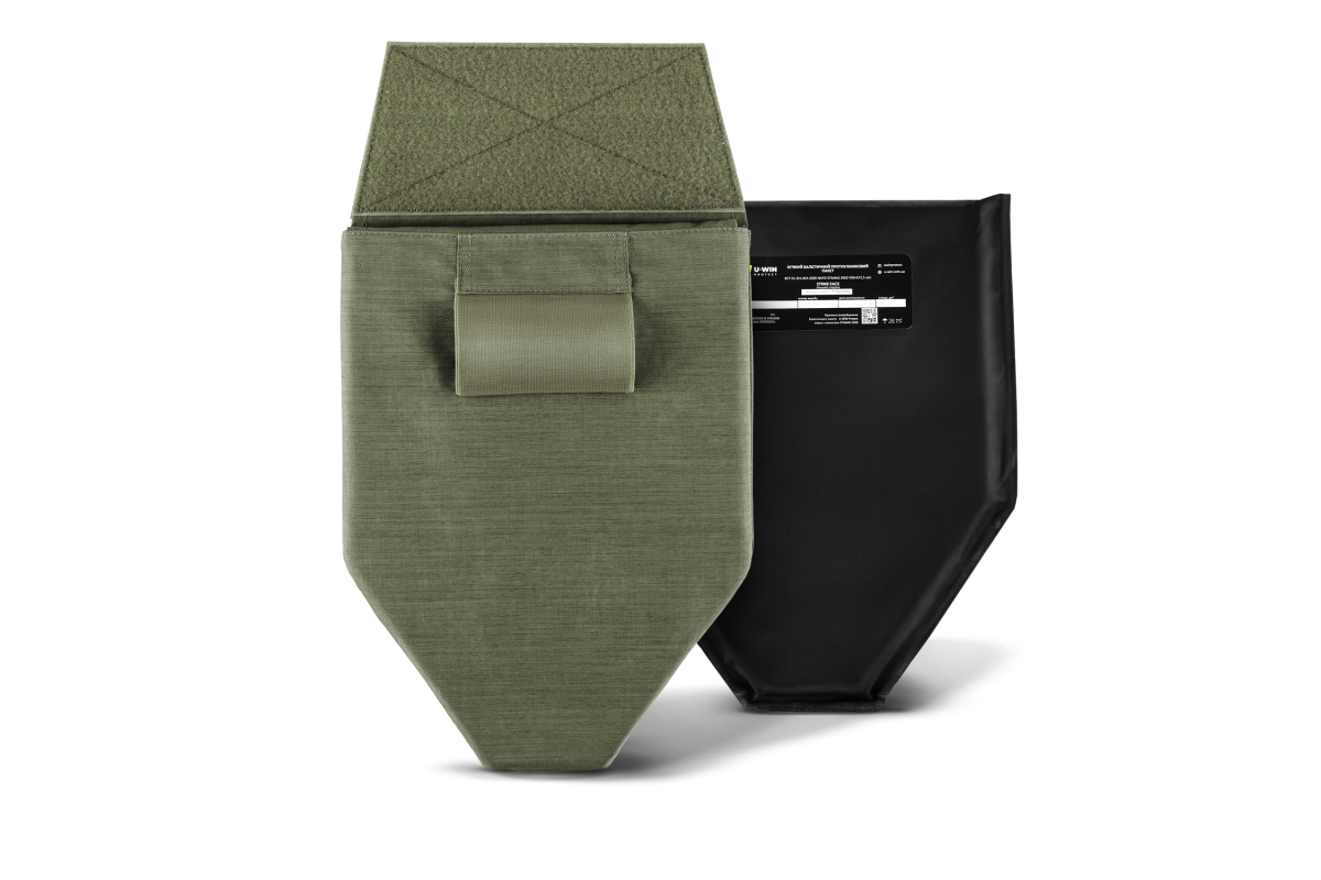 Комплект Фартух / Напашник U-WIN BASE Cordura® 500 Ranger Green / Темна Олива з балістичним пакетом НВМПЕ Китай / Площа захисту 6,2 дм.кв. / Довжина 32 см