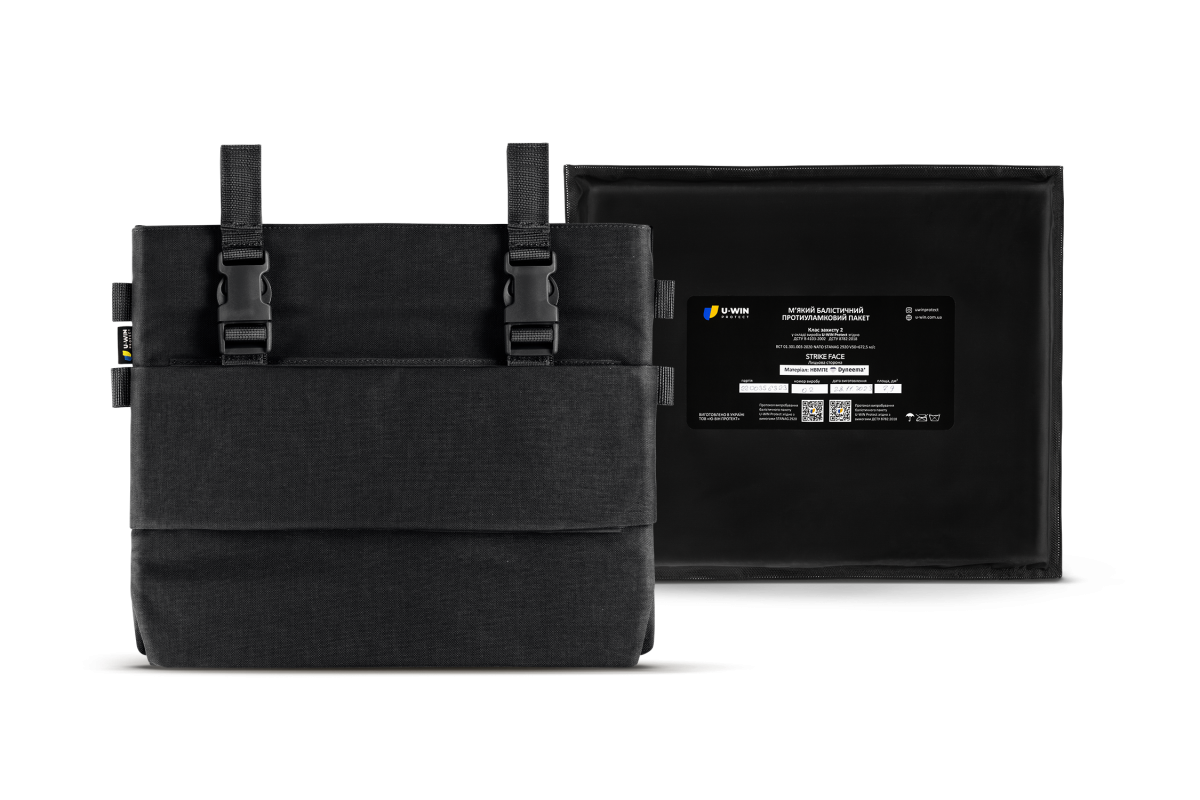 Комплект килимок для сидіння тактичний U-WIN PRO секція 1 Cordura® 500 Black + балістичний пакет 2-й клас НВМПЕ Dyneema USA / Площа захисту 7,65 дм.кв.