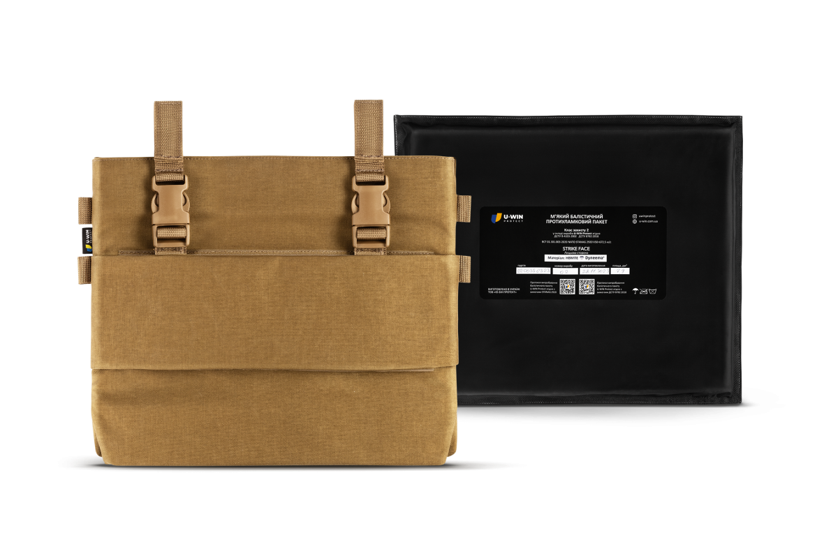 Комплект килимок для сидіння тактичний U-WIN PRO секція 1 Cordura® 500 Coyote + балістичний пакет 2-й клас НВМПЕ Dyneema USA / Площа захисту 7,65 дм.кв.