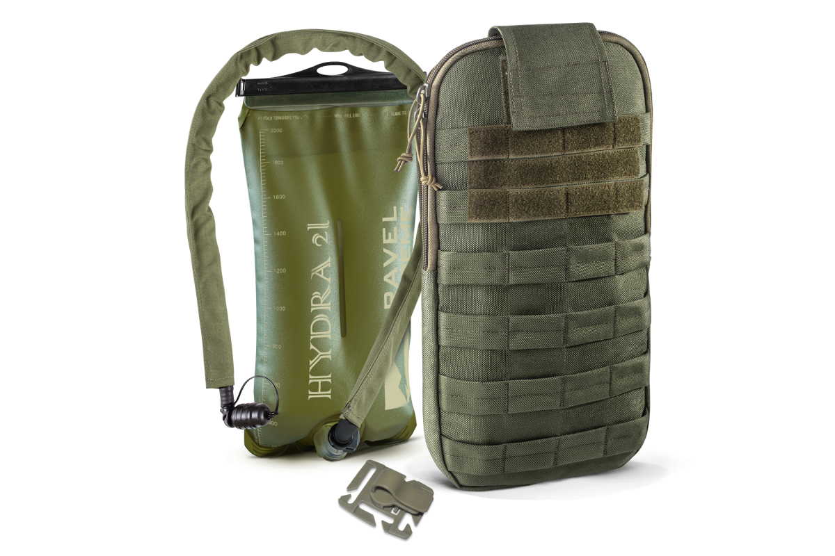 Комплект U-WIN: гідратор Travel Extreme Hydra 2 літри + підсумок під гідратор U-WIN BASE + чохол на шланг гідратора + кріплення для трубки Cordura® 500 Ranger Green / Темна Олива