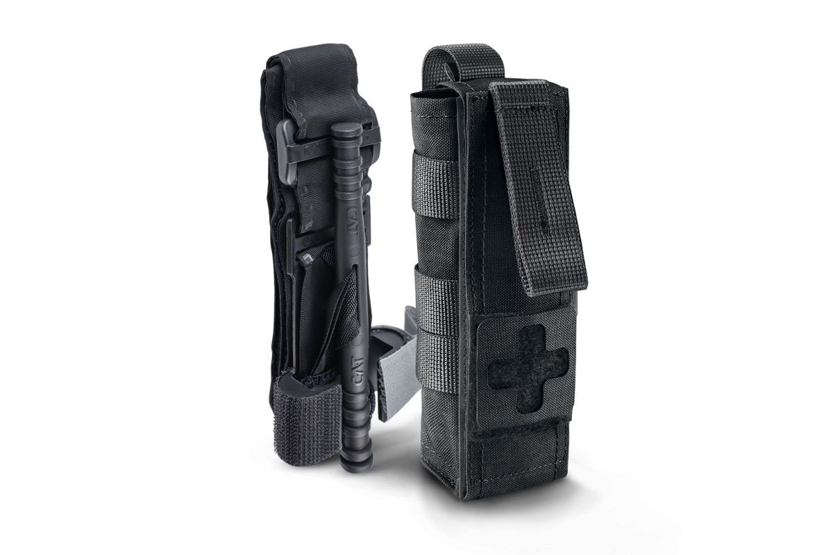 Комплект підсумок під турнікет з фіксацією на липучці U-WIN BASE Cordura® 500 Black + Турнікет C.A.T. Gen7 Combat-Application-Tourniquet (оригінал)