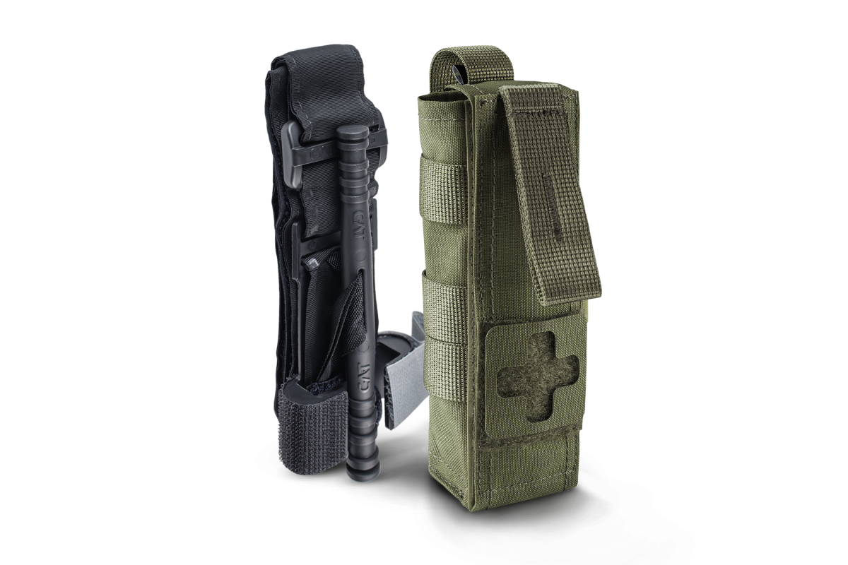 Комплект підсумок під турнікет з фіксацією на липучці U-WIN BASE Cordura® 500 Ranger Green / Темна Олива + Турнікет C.A.T. Gen7 Combat-Application-Tourniquet (оригінал)