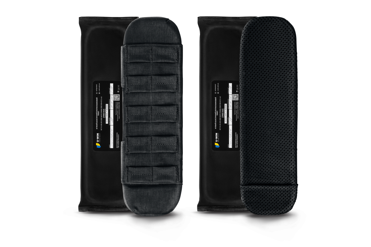 Комплект Плечики на плитоноску з прямими плечовими лямками U-WIN PRO Cordura® 500 Black з балістичними пакетами НВМПЕ Dyneema USA / Площа захисту 4,76 дм.кв.