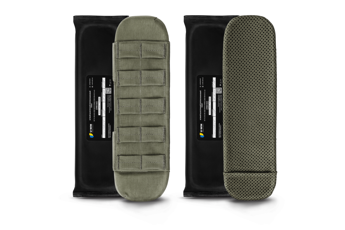 Комплект Плечики на плитоноску з прямими плечовими лямками U-WIN PRO Cordura® 500 Ranger Green / Темна Олива з балістичними пакетами НВМПЕ Dyneema USA / Площа захисту 4,76 дм.кв.