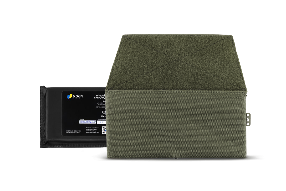 Комплект Підсумок для захисту попереку U-WIN BASE Cordura® 500 Ranger Green / Темна Олива з балістичним пакетом U-WIN під захист попереку НВМПЕ Китай / Площа захисту 2,3 дм.кв.